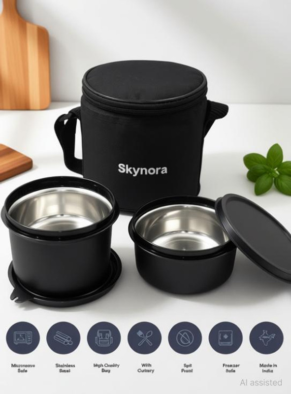 Oliveware Lunch Box | Stainless Steel Containers | Microwave Safe | Leak Proof 2 Containers Stainless Steel Office Lunch Box(1050 ml, Microwave Safe)