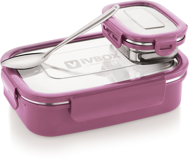 iVBOX Thermo-Max insulated Lunch Box Stainless Steel Leak-Proof Tiffin 2 Containers Stainless Steel Office Lunch Box(1100 ml)