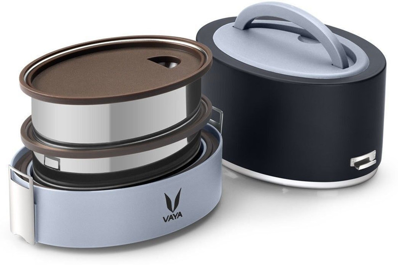 Vaya Tyffyn Lyte 1000 ml Purple Polished Stainless Steel Tiffin Box without BagMat (One 400 ml + Two 300 ml Containers) - 3 Containers Stainless Steel Office Lunch Box(1000 ml)