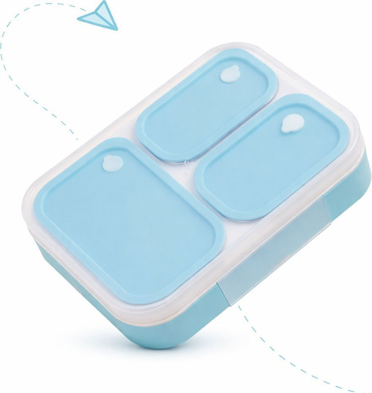 MyneeMoe KOSTA-3 Insulated Stainless Steel Lunch Box 3 Compartment Leakproof Bento Tiffin 3 Containers Stainless Steel, Plastic School Lunch Box(840 ml)