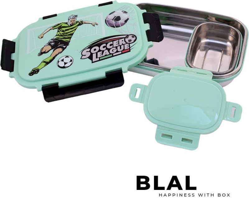 BLAL MusicBlue-001 2 Containers Stainless Steel College Lunch Box(1050 ml, Microwave Safe)