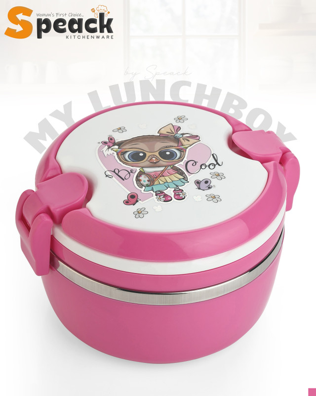 SPEACK Universal Mil Steel Tiffin, True ton, Stylish, Durable, Compact, Slim, for Kids 2 Containers Plastic, Stainless Steel Office Lunch Box(900 ml)