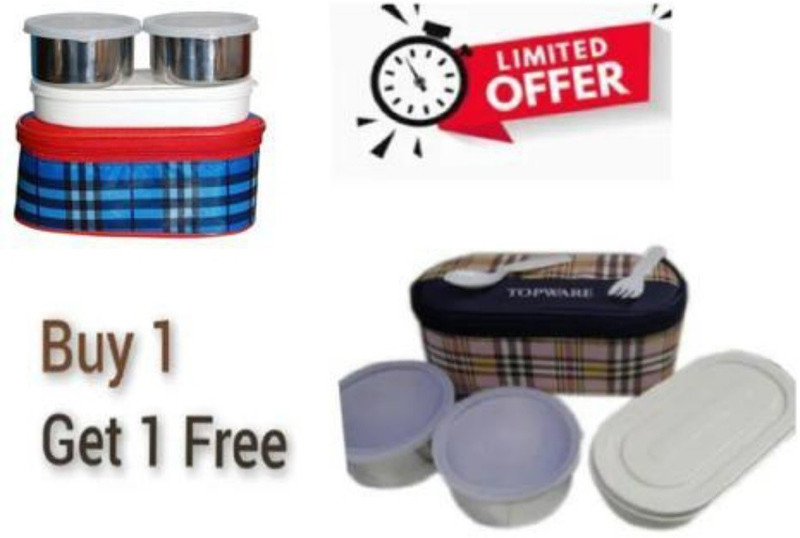 Topware DELICIOUS COMBO Stainless Steel Lunch Pack With Bag 3 Containers Lunch Box 3 Containers Stainless Steel Office Lunch Box(750 ml)