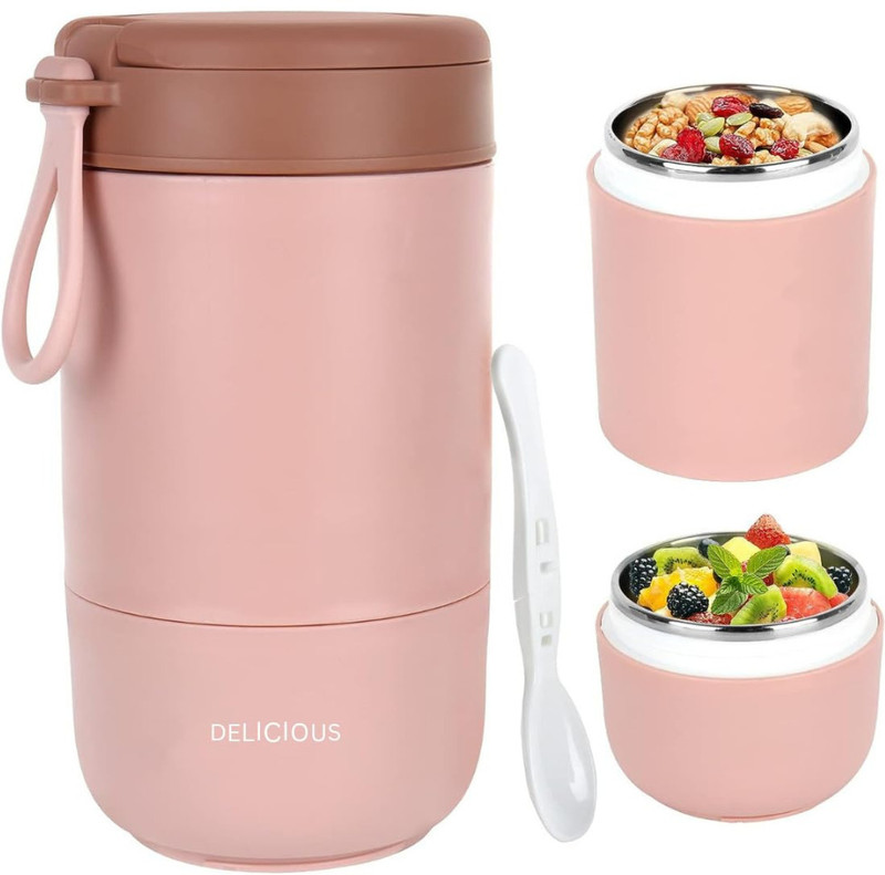 YELONA Baby Pink 2 Layer Stainless Steel Insulated Tiffin for Office|School|Travel 2 Containers Stainless Steel, Polypropylene, Silicone Office Lunch Box(730 ml)