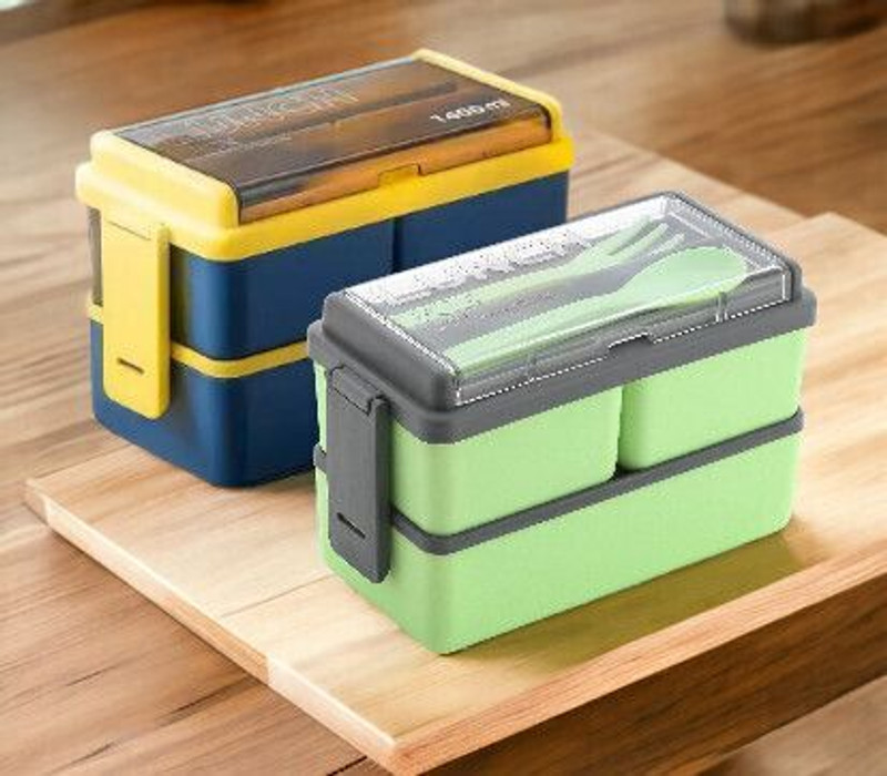 Flipkart SmartBuy Back To School Lunch Box With Spoon & Fork 3 Containers Plastic Office Lunch Box(1500 ml)