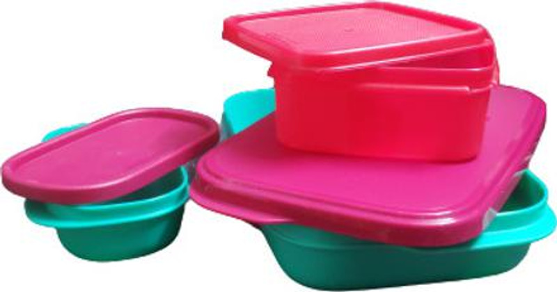 TUPPERWARE My lunch plastic container 590ml + 120ml with 1pc green container free 400ml 3 Containers Plastic Office Lunch Box(590 ml)