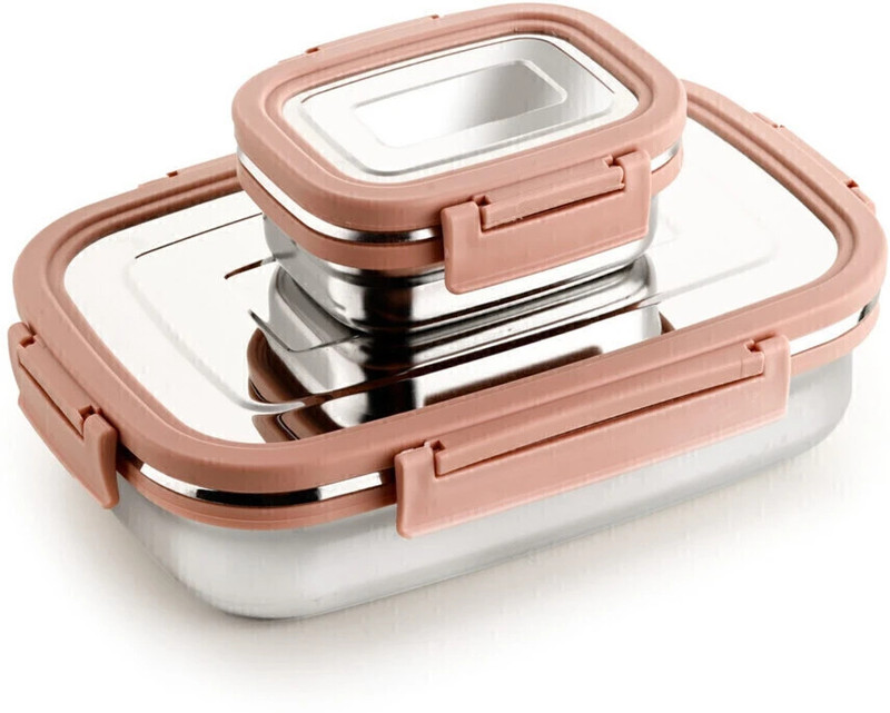 Ganesh CRAZE (JUNIOR) 2 Containers Stainless Steel Office Lunch Box(650 ml)