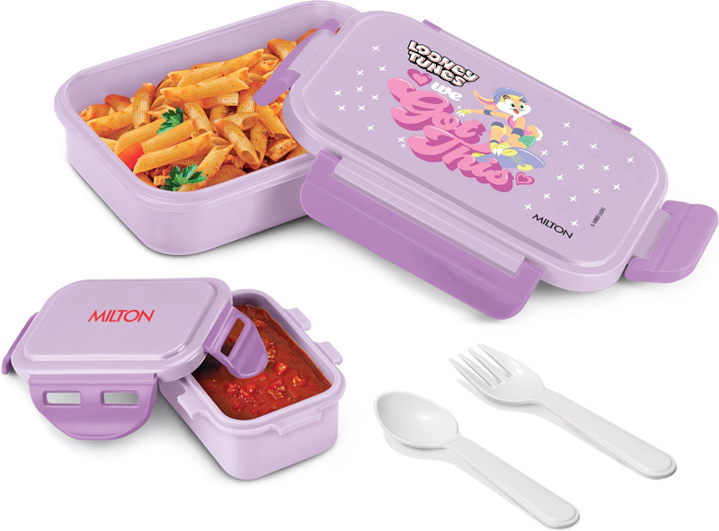 MILTON Candy Tiffin ( Looney Tunes ) Lunch Box with Leakproof Inner Container Purple 2 Containers Plastic School Lunch Box(520 ml)