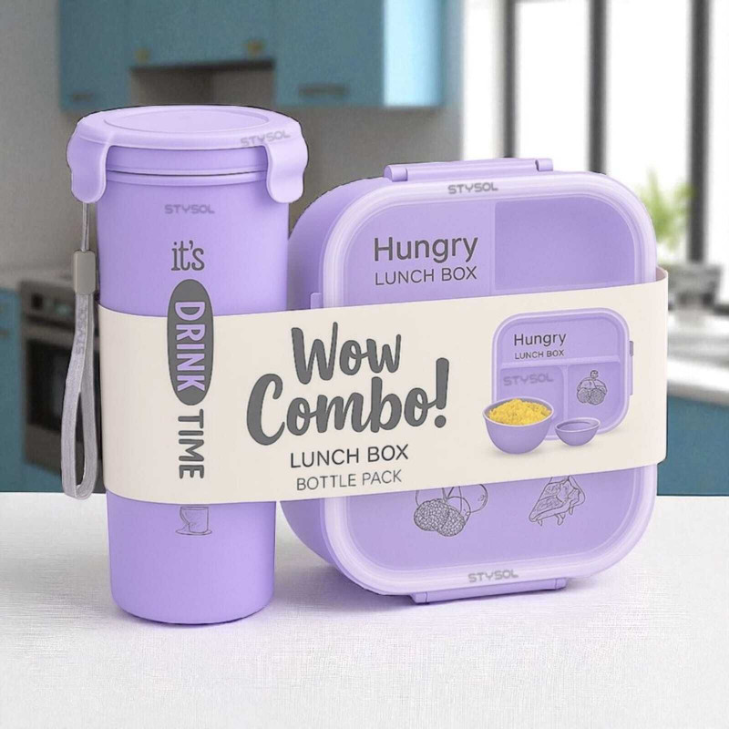 Stysol Lunch Box – Leak-Proof, Multi-Compartment Food ContainerAB 4 Containers Plastic School Lunch Box(1300 ml, Microwave Safe)
