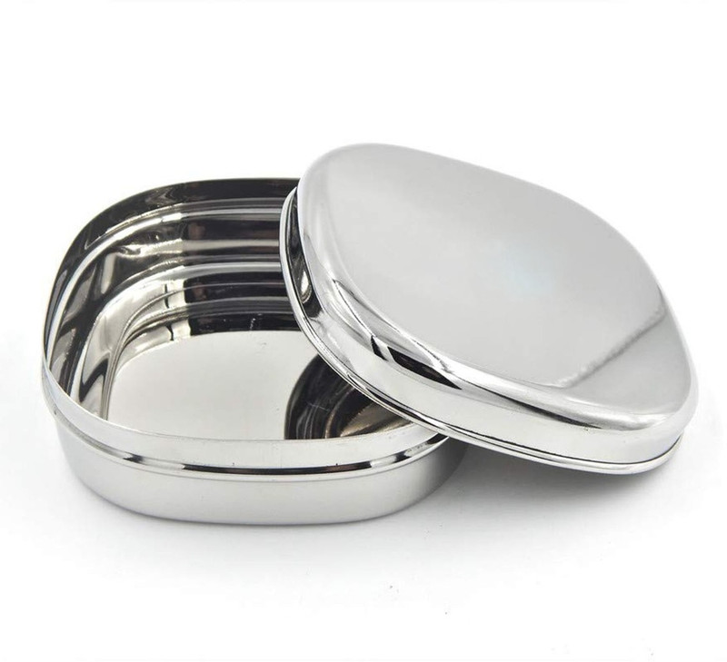 Prateek Kitchenware Mirror Finish Stainless Steel Portion Control Food Container/Lunch Box/Tiffin (300 ml) Pack of (2) 2 Containers Stainless Steel Office Lunch Box(300 ml)