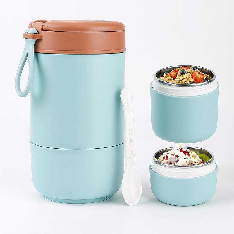 YELONA Baby Pink 2 Layer Stainless Steel Insulated Tiffin for Office|School|Travel 2 Containers Stainless Steel, Polypropylene, Silicone Office Lunch Box(730 ml)