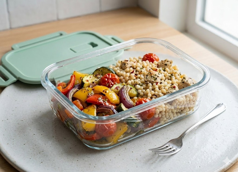 Aasaksh 600ml Glass Lunch Box | Borosilicate | Airtight Leak-Proof 1 Containers Glass School Lunch Box(600 ml, Microwave Safe)