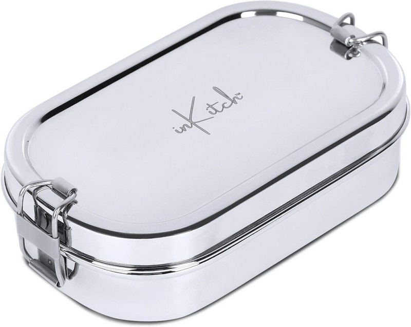 inKitch Stainless Steel Rectangle Lunch Box | Tiffin Box with Steel Inner Small Box 1 Containers Stainless Steel Office Lunch Box(750 ml)