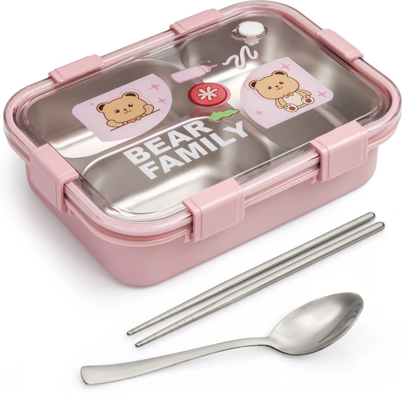VVDGROUP BEAR FAMILY 3 3 Containers Stainless Steel, Plastic, Silicone School Lunch Box(750 ml, Microwave Safe)