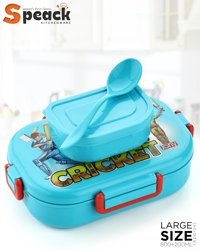 SPEACK Premium Leakproof BPA-Free Tiffin Box for Kids, School and Office, Everyday Use 2 Containers Plastic Office Lunch Box(900 ml)