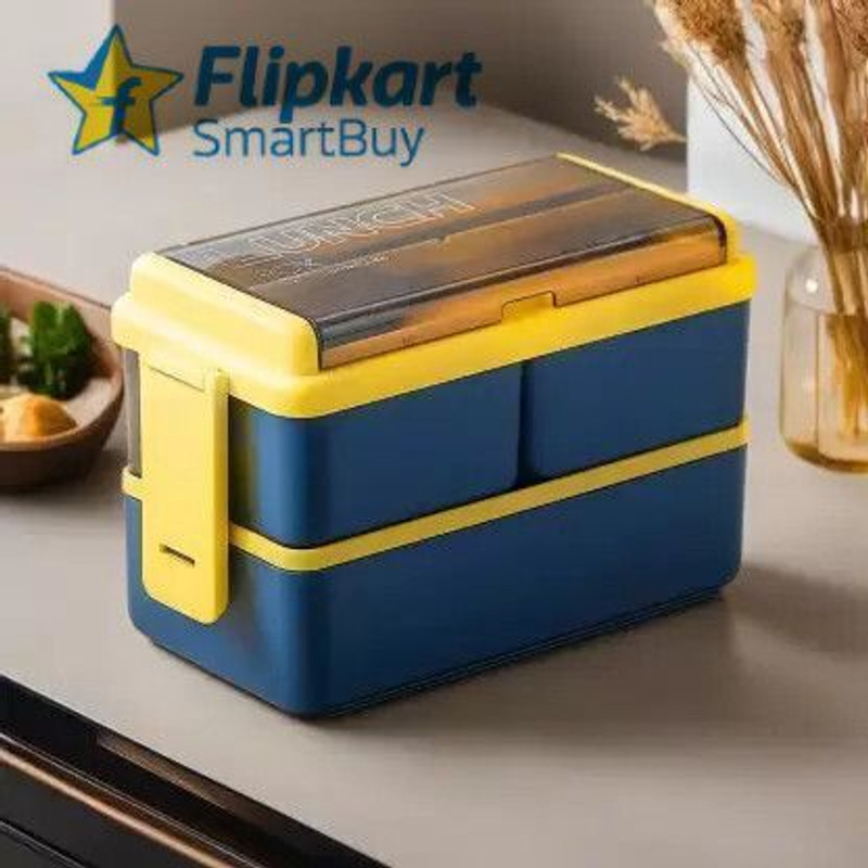 Flipkart SmartBuy 3 Section Lunch Box With Spoon & Fork Everyday Use For Office ,School, College 3 Containers Plastic Office Lunch Box(1400 ml)