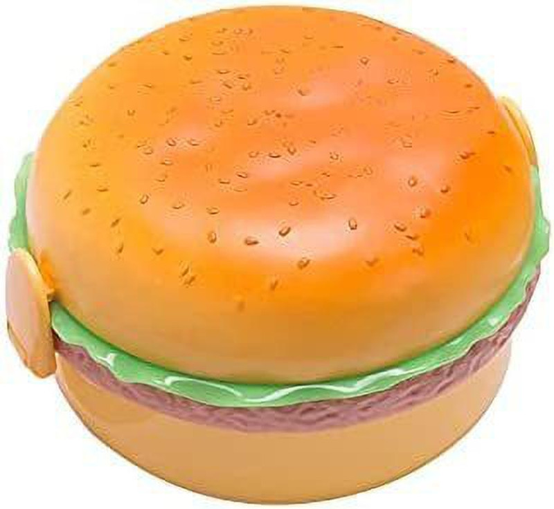 BALKRISHNA ENTERPRISE Round Burger Shape Lunch Boxes 3 Containers Plastic School Lunch Box(1000 ml)