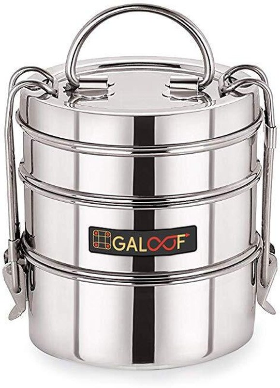 GALOOF Stainless Steel clip Tiffin sada, 8x2 Containers Lunch Box 2 Containers Lunch Box 2 Containers Stainless Steel School Lunch Box(1400 ml)