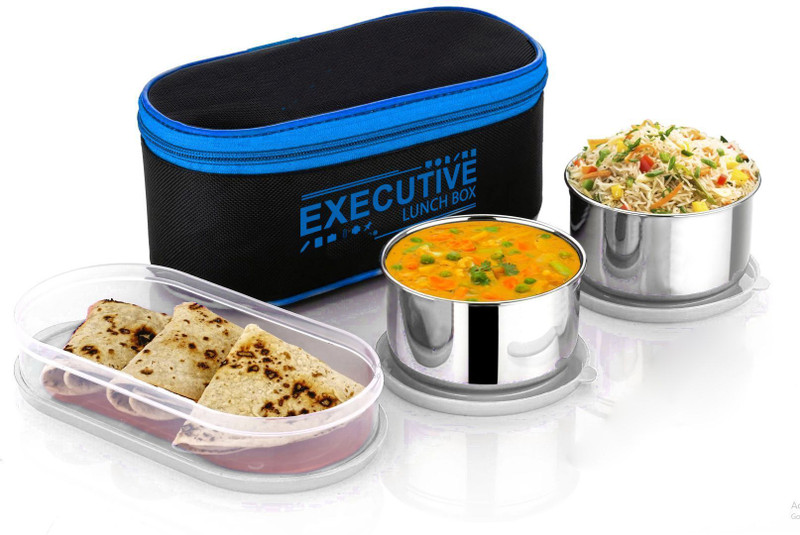 Zaib Executive Tiffin Box for 1 person | office Lunch Box 3 Containers Stainless Steel School Lunch Box(1010 ml)
