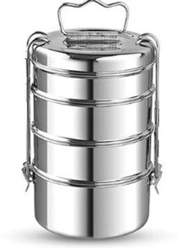 KARVA GROUP Stainless Steel Clipper Tiffin Box(Size - 7x4)| Lunch Box |Compartment Tiffin| 4 Containers Stainless Steel Office Lunch Box(1500 ml)