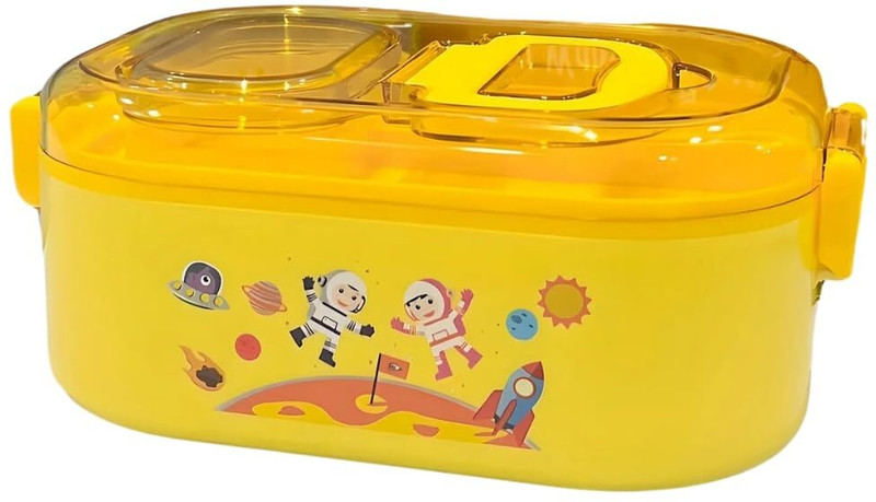 Anzal Stainless Steel Cute Cartoon Lunch Box for Kids Microwave Safe Tiffin Box 1 Containers Stainless Steel, Plastic School Lunch Box(700 ml)