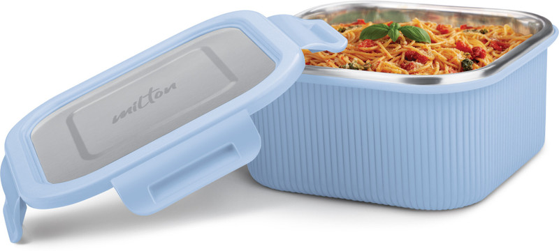 MILTON Cool Touch Square 400 Microwave & Refrigerator Safe Stainless Steel Container 1 Containers Stainless Steel Office Lunch Box(380 ml)