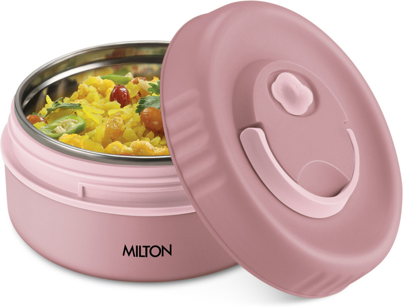 MILTON Snack Box Small Inner Steel PU Insulated 350 ml Leak Proof Air Vent Lunch Box 1 Containers Plastic Office Lunch Box(350 ml)