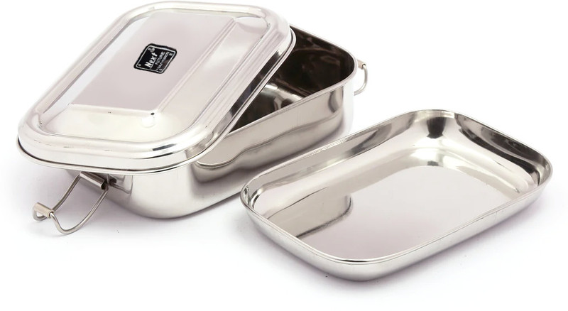 Next Future Square Lunch Box/Food Pack, High Polish One Tier Tiffin Box for School & Office 1 Containers Stainless Steel Office Lunch Box(400 ml)