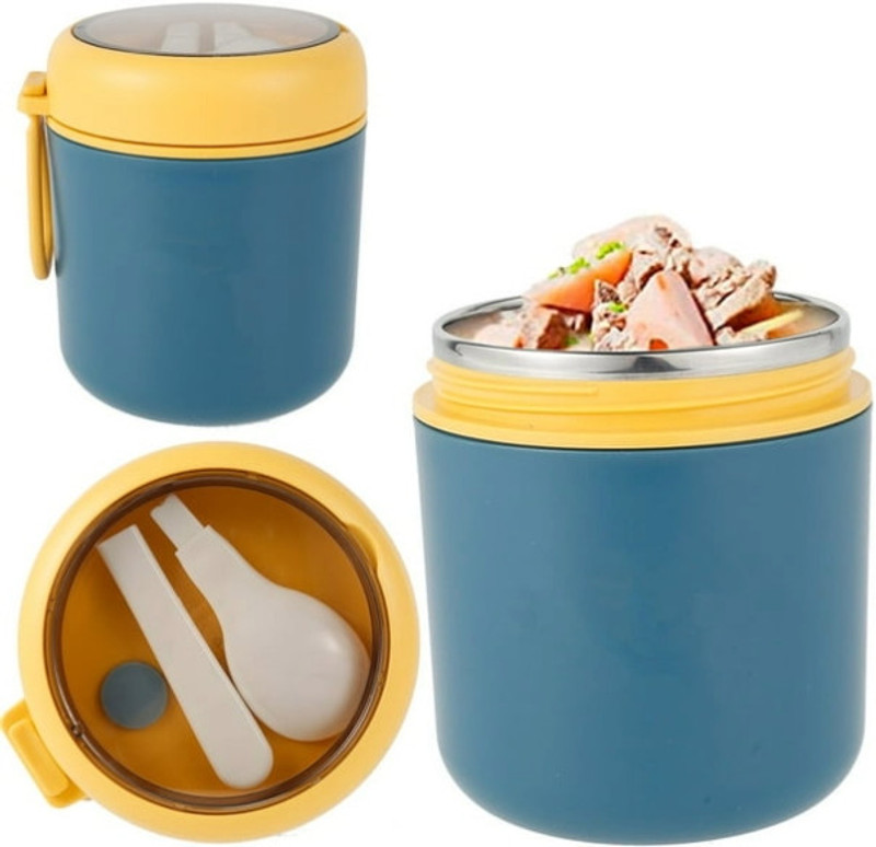 OSSOBERRY Mini Thermal Lunch Box Food Container with Spoon Stainless Steel Vacuum Soup Cup 1 Containers Stainless Steel School Lunch Box(530 ml)
