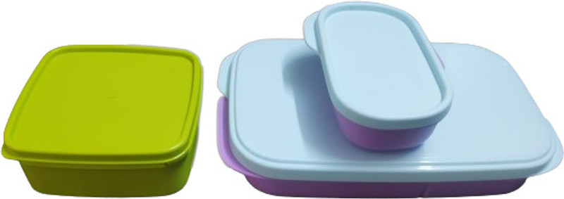 TUPPERWARE My lunch plastic container 590ml + 120ml with 1pc green container free 400ml 3 Containers Plastic Office Lunch Box(590 ml)