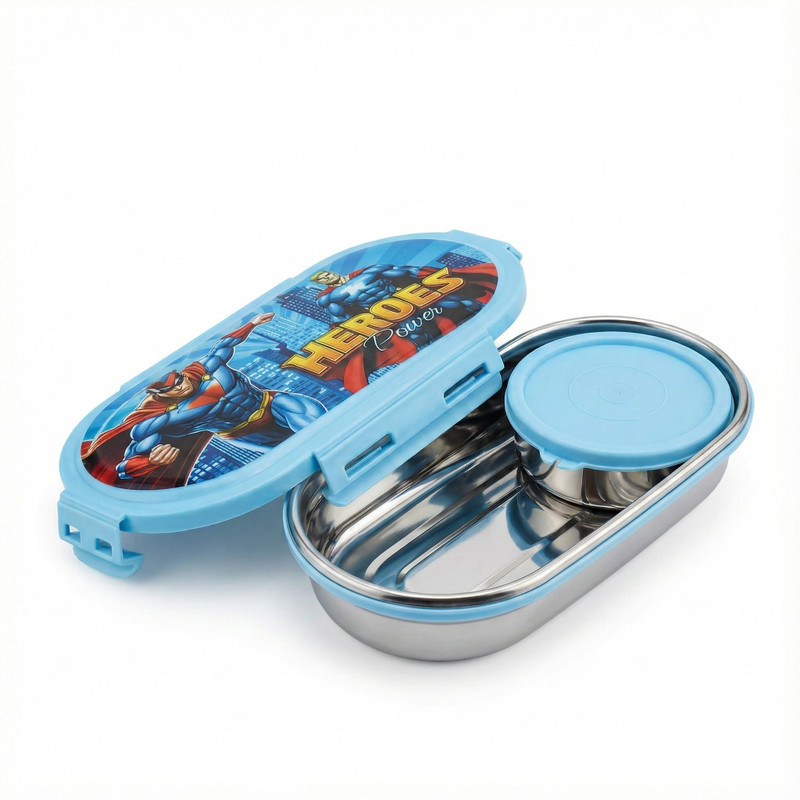 TRUEMATE SERVEWARE Kids Steel Lunch Box 2 Containers Stainless Steel School Lunch Box(800 ml)