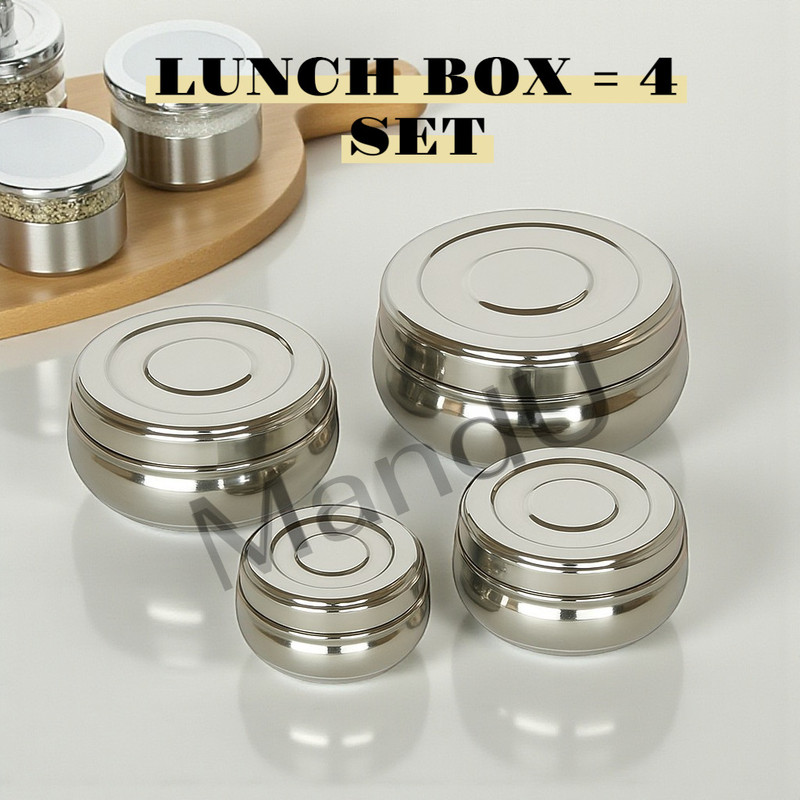 MandU Steel Box for Food Storage & Tiffin Use 4 Containers Stainless Steel Office Lunch Box(750 ml)