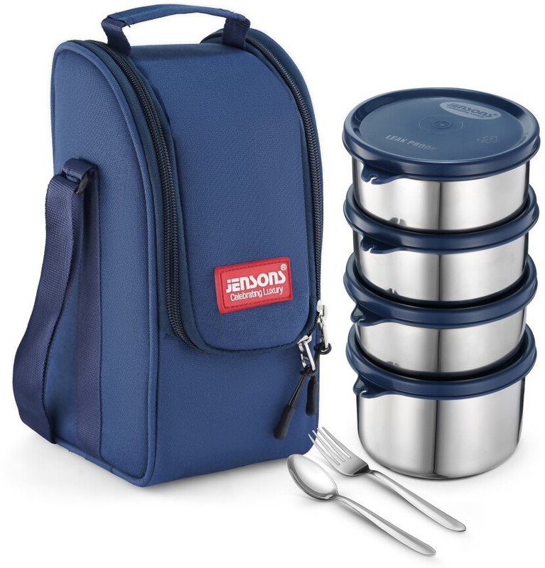 Jensons Easy Meal lunch box Comes with Easy Leak Lock Container 4 Containers Stainless Steel Office Lunch Box(350 ml)