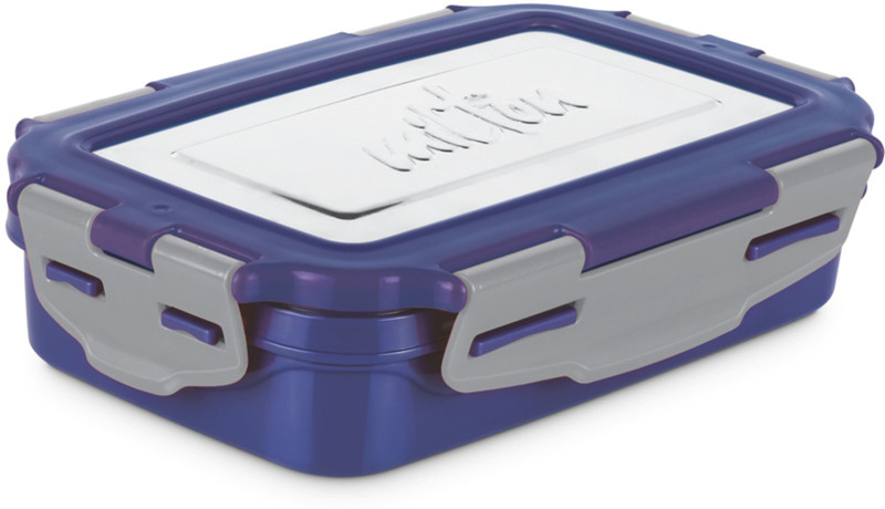 MILTON Steely Super Deluxe Big Tiffin Box,500ml,with Container,175ml & Spoon,Dark Blue 1 Containers Stainless Steel, Polypropylene Office Lunch Box(675 ml)