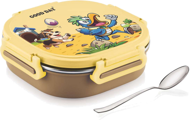 Good Day Donut 2 Insulated Steel Tiffin With Spoon For Kids, School 2 Containers Stainless Steel School Lunch Box(480 ml)