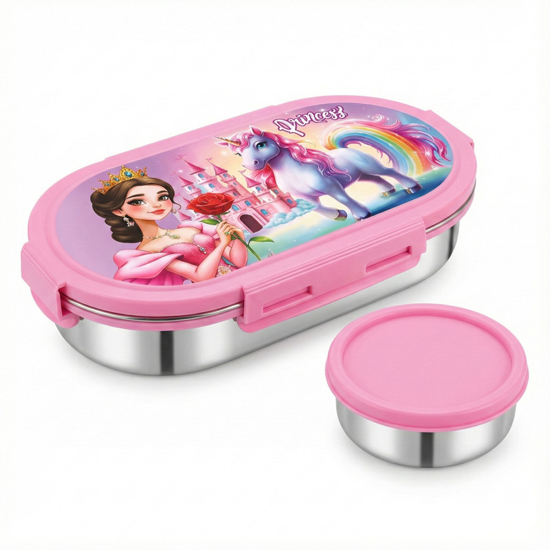 TRUEMATE SERVEWARE Kids Steel Lunch Box 2 Containers Stainless Steel School Lunch Box(800 ml)