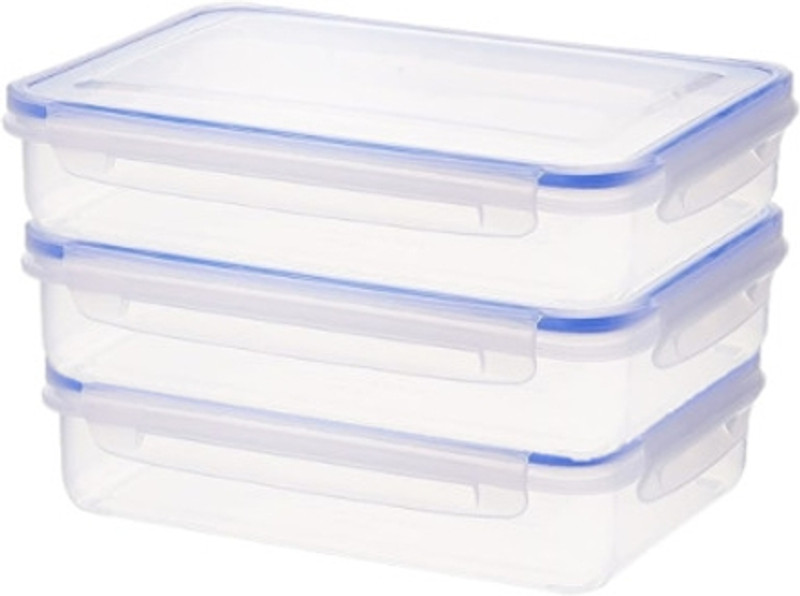 Aristo Lock & Fresh 301 Multipurpose Storage Container For Home & Kitchen, Transparent 3 Containers Plastic Office Lunch Box(1100 ml)