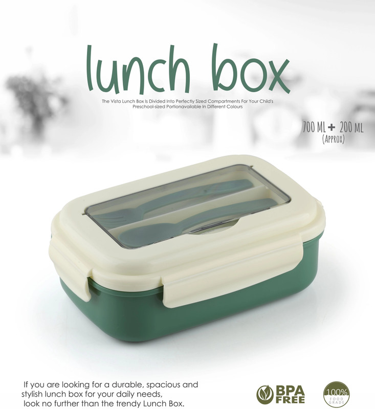 YOGXEM 2 Compartment Lunch box 3 Containers Plastic Office Lunch Box(900 ml)
