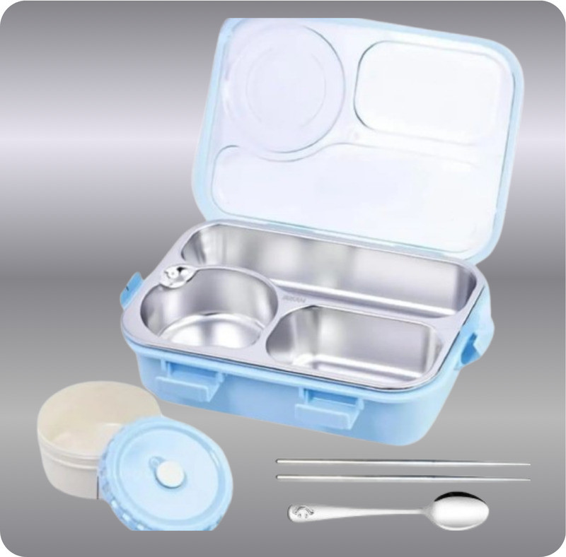 EVARA INTERNATIONAL Lunch Box for Kids Compartment Insulated Stainless Steel Tiffin Box for KID_L323 3 Containers Stainless Steel School Lunch Box(750 ml)