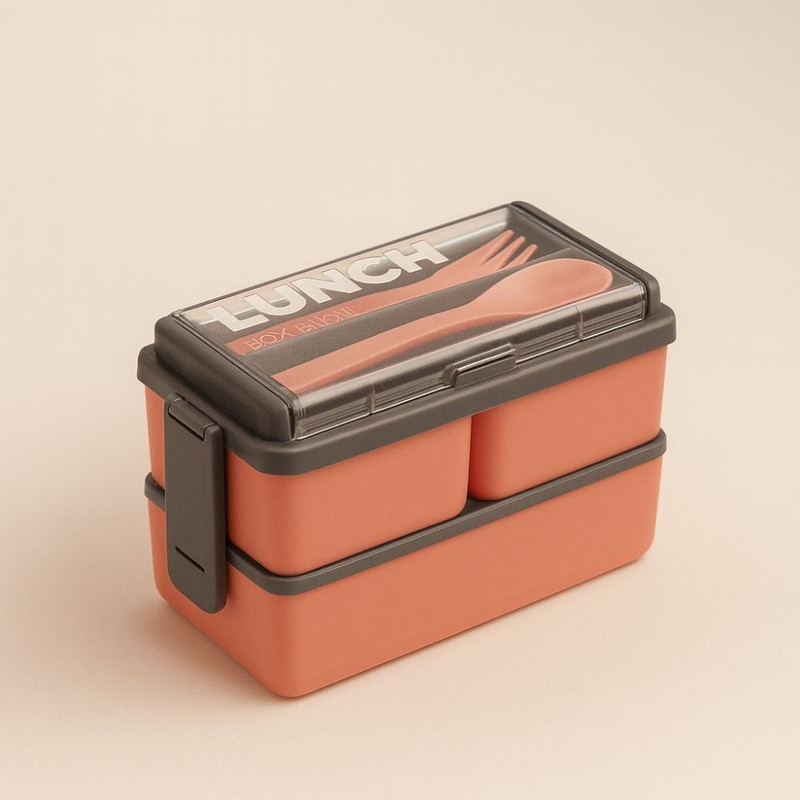 peengh Plastic Double Decker Lunch Box | Ideal for Office, School & Outdoor Use | 3 Containers Plastic School Lunch Box(1400 ml)