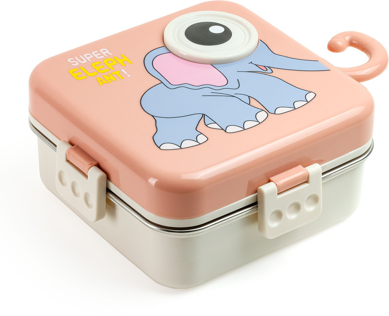 Prejak ELEPHANT PINK 3 Containers Stainless Steel School Lunch Box(1120 ml)