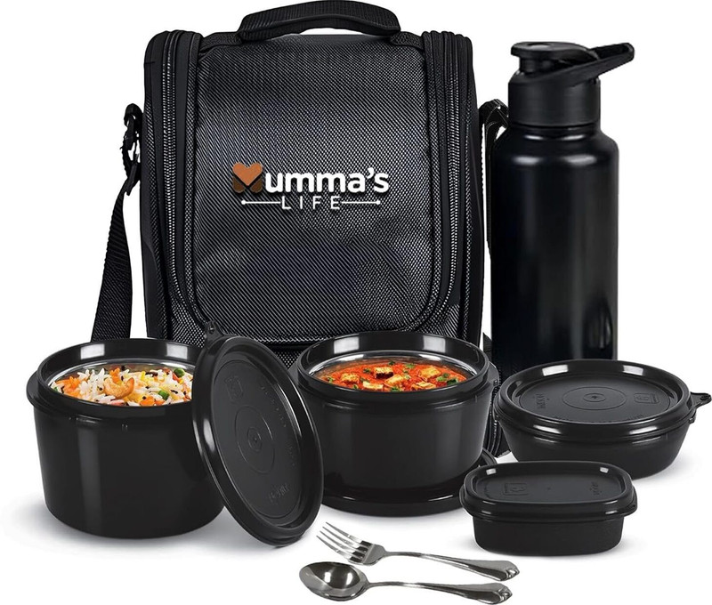 Mumma's LIFE Lunch Box for Office Use – Microwave Safe 3-Container Set 4 Containers Stainless Steel Office Lunch Box(2130 ml)
