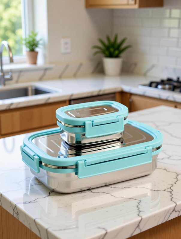 MITHALI Stainless Steel Tiffin Lunch Box 2 Containers Stainless Steel School Lunch Box(700 ml, Microwave Safe)