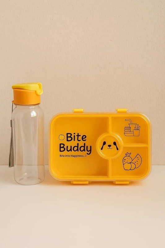 di select Bite Buddy 4 compartment Lunch Box / Tiffin Box with Water Bottle 4 Containers Polypropylene School Lunch Box(900 ml)