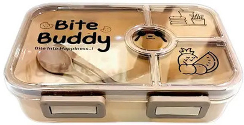 BESTT BROWN BITE BUDDY 1 Containers Plastic School Lunch Box(1000 ml, Microwave Safe)