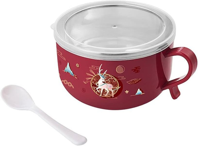 vedvit Bowl with Spoon & Handle | Food Container Mug for Kitchen | Feeding & Soup 1 Containers Plastic Office Lunch Box(1000 ml)