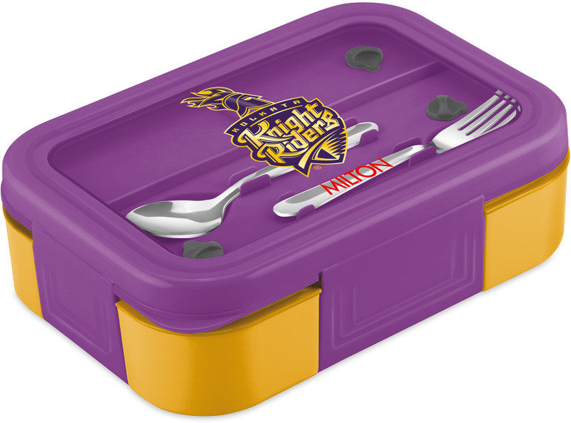 MILTON Sports Ethan 3 Inner SS Tiffin Box 600 ml KKR Gold Leak-Proof Kids Lunch Box 3 Containers Plastic School Lunch Box(600 ml)