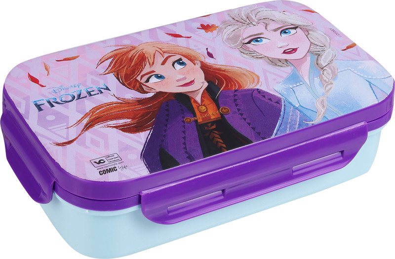 DISNEY Frozen Princess Insulated Single Compartment 2 Containers Plastic, Silicone, Stainless Steel School Lunch Box(350 ml)