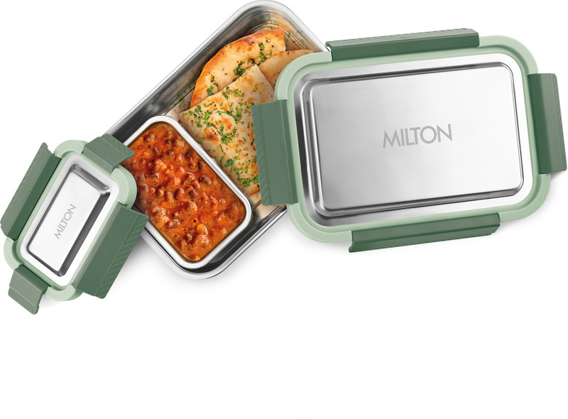 MILTON Metro Meal Jr. Stainless Steel Tiffin, set of 2 (750 ml,140 ml), Purple 2 Containers Stainless Steel Office Lunch Box(750 ml)