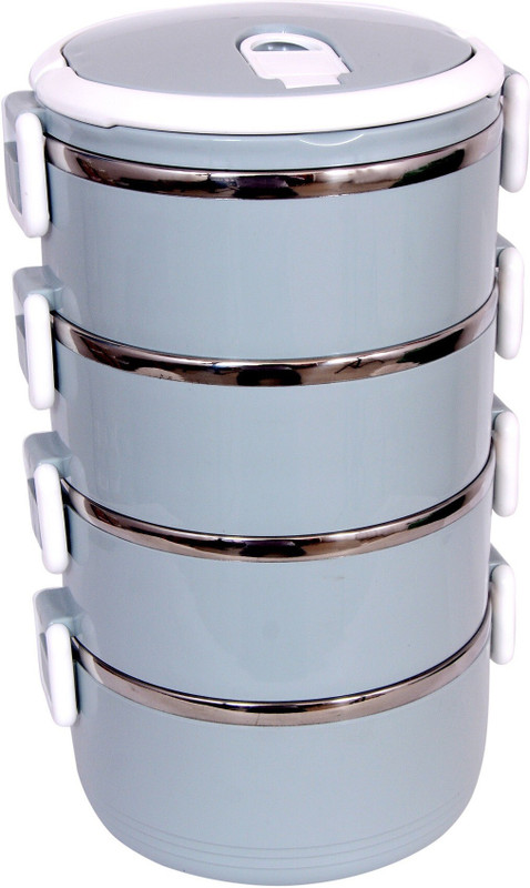 AKR STYLISH BPA FREE LEAK PROOF STAINLESS STEEL 4 LAYER QUARDRUPLE LEAK PROOF LUNCH BOX 4 CONTAINER LUNCH BOX (2800ML ) 4 Containers Stainless Steel Office Lunch Box(2800 ml)